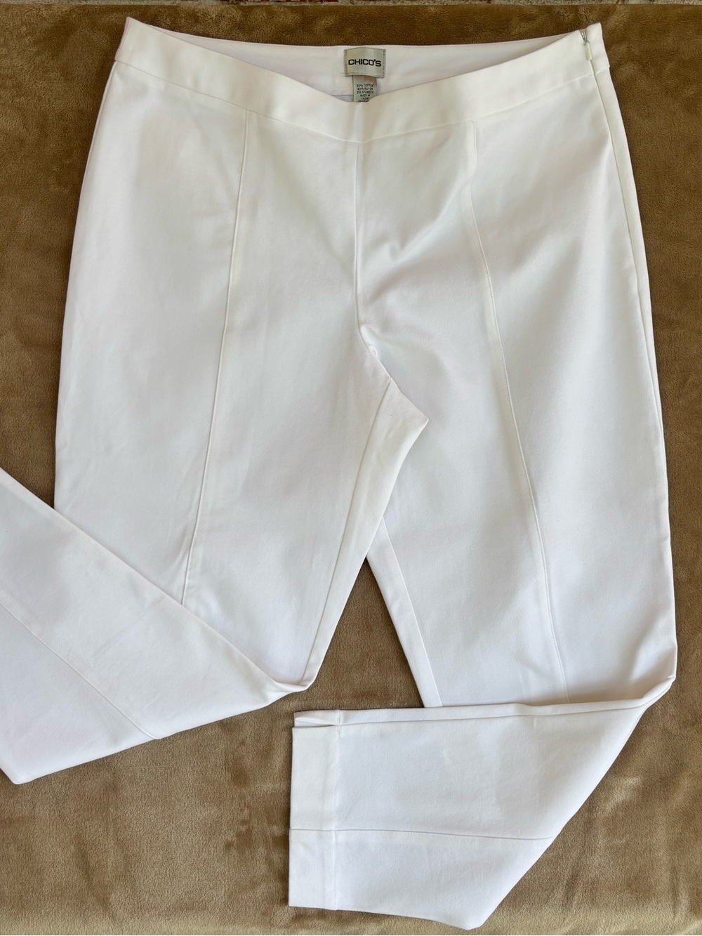 Chico's White Slim Flat Front Ankle Pants, large, Chicos size 2